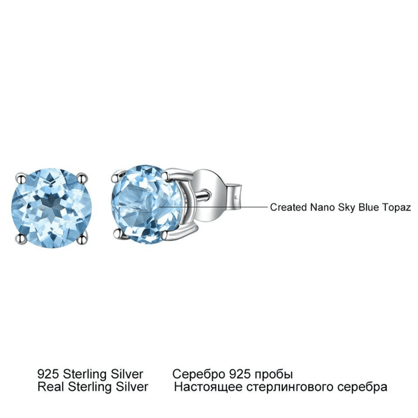 Red Leaf Bear - FREE Shipping - Something for Everyone Earrings Sterling Silver Created Gemstone Round Topaz Birthstone Stud Earrings.