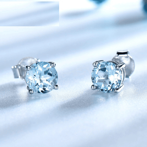 Red Leaf Bear - FREE Shipping - Something for Everyone Earrings Sterling Silver Created Gemstone Round Topaz Birthstone Stud Earrings.