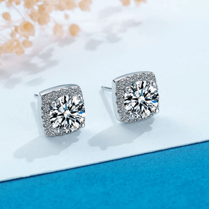 Red Leaf Bear - FREE Shipping - Something for Everyone Earrings Sterling Silver CZ Square Studs Earrings