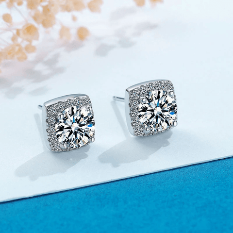 Red Leaf Bear - FREE Shipping - Something for Everyone Earrings Sterling Silver CZ Square Studs Earrings