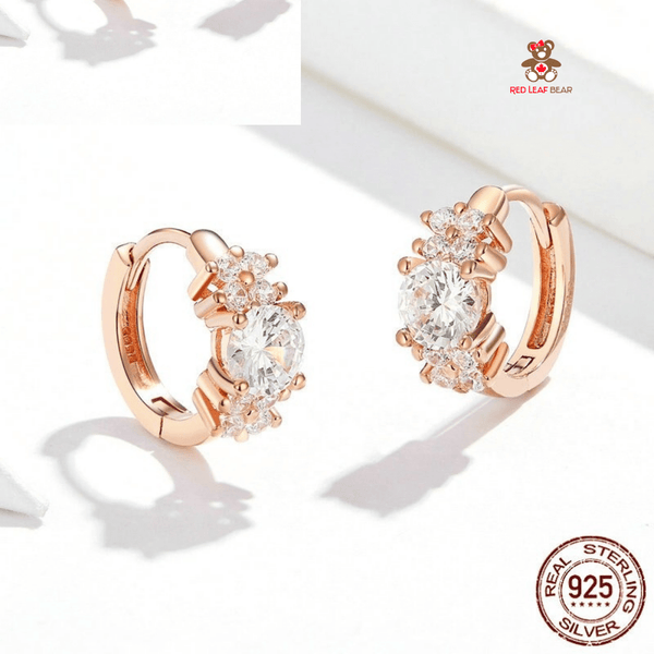 Red Leaf Bear - FREE Shipping - Something for Everyone Earrings Sterling Silver CZ Trendy Huggie Earrings