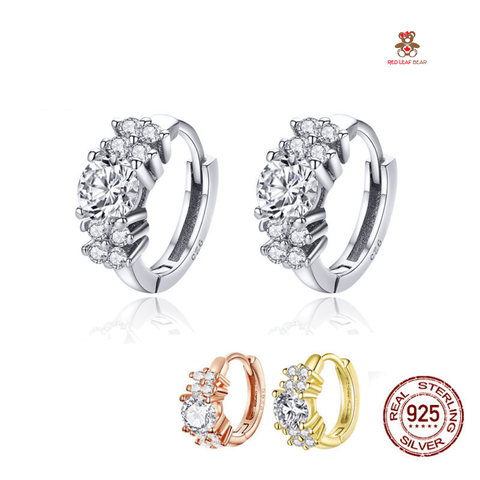 Red Leaf Bear - FREE Shipping - Something for Everyone Earrings Sterling Silver CZ Trendy Huggie Earrings