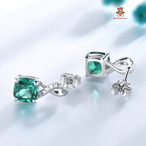 Red Leaf Bear - FREE Shipping - Something for Everyone Earrings Sterling Silver Emerald Gem Stone Earrings.