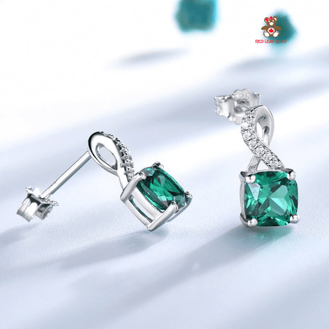 Red Leaf Bear - FREE Shipping - Something for Everyone Earrings Sterling Silver Emerald Gem Stone Earrings.