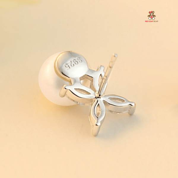 Red Leaf Bear - FREE Shipping - Something for Everyone Earrings Sterling Silver Fresh Water Pearl Studs Style Earrings.