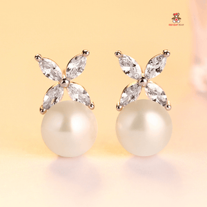 Red Leaf Bear - FREE Shipping - Something for Everyone Earrings Sterling Silver Fresh Water Pearl Studs Style Earrings.