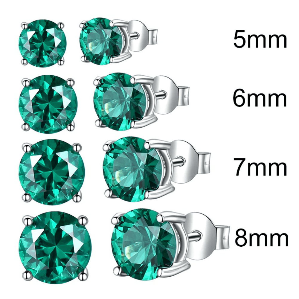 Red Leaf Bear - FREE Shipping - Something for Everyone Earrings Sterling Silver Genuine and Emerald Created Gemstone Round Birthstone Stud Earrings.