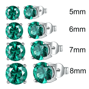 Red Leaf Bear - FREE Shipping - Something for Everyone Earrings Sterling Silver Genuine and Emerald Created Gemstone Round Birthstone Stud Earrings.