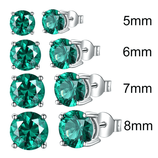 Red Leaf Bear - FREE Shipping - Something for Everyone Earrings Sterling Silver Genuine and Emerald Created Gemstone Round Birthstone Stud Earrings.