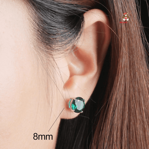Red Leaf Bear - FREE Shipping - Something for Everyone Earrings Sterling Silver Genuine and Emerald Created Gemstone Round Birthstone Stud Earrings.