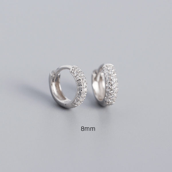 Red Leaf Bear - FREE Shipping - Something for Everyone Earrings Sterling Silver Hoops with CZ Diamond Pave Setting, CZ Hoops Earrings Stacking Hoops