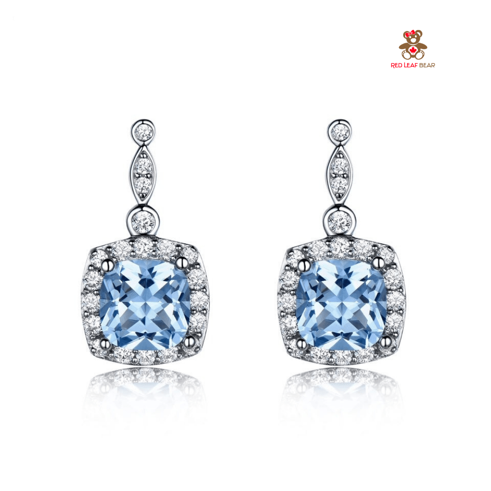 Red Leaf Bear - FREE Shipping - Something for Everyone Earrings Sterling Silver Sky Blue Topaz Gemstone Earrings.