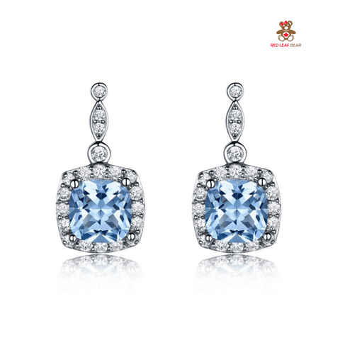Red Leaf Bear - FREE Shipping - Something for Everyone Earrings Sterling Silver Sky Blue Topaz Gemstone Earrings.
