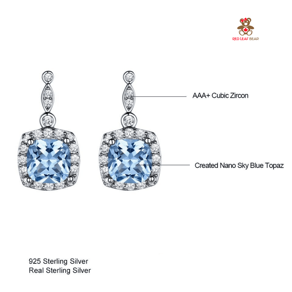 Red Leaf Bear - FREE Shipping - Something for Everyone Earrings Sterling Silver Sky Blue Topaz Gemstone Earrings.