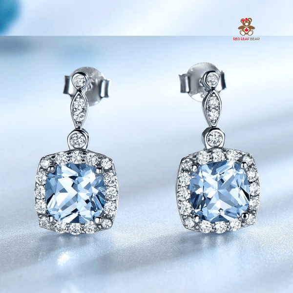 Red Leaf Bear - FREE Shipping - Something for Everyone Earrings Sterling Silver Sky Blue Topaz Gemstone Earrings.