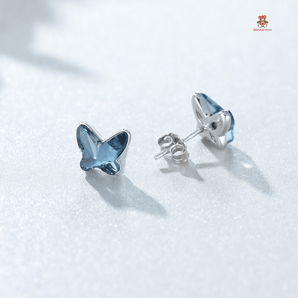 Red Leaf Bear - FREE Shipping - Something for Everyone Earrings Sterling Silver Swarovski  Crystal Butterfly Studs  Earrings.