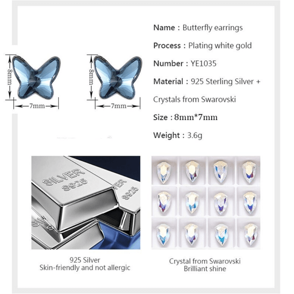 Red Leaf Bear - FREE Shipping - Something for Everyone Earrings Sterling Silver Swarovski  Crystal Butterfly Studs  Earrings.