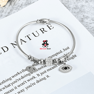 Red Leaf Bear - FREE Shipping - Something for Everyone Evil Eye 18K Gold Plated Stainless Steel Bangle Magnetic Clasp Bracelet.