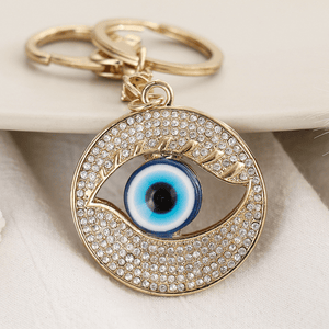 Red Leaf Bear - FREE Shipping - Something for Everyone Evil Eye style 1 Gold Plated Rhinestone Bling Bling Evil Eye Keychain Handbag Pendant.