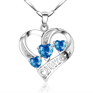 Red Leaf Bear - FREE Shipping - Something for Everyone Necklace BLUE Sterling Silver Love Necklace with 5A CZ.