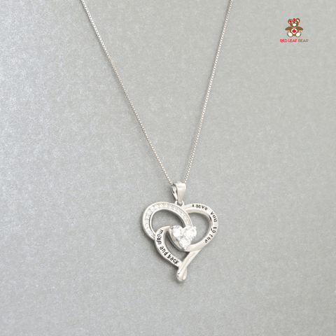 Red Leaf Bear - FREE Shipping - Something for Everyone Necklace I love You to the moon and back Sterling Silver Cubic Zirconia Necklace with 45cm Box Chain.