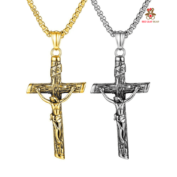Red Leaf Bear - FREE Shipping - Something for Everyone Necklace Mens Stainless Steel Jesus Christ Crucified Cross Pendant Necklace with Chain.
