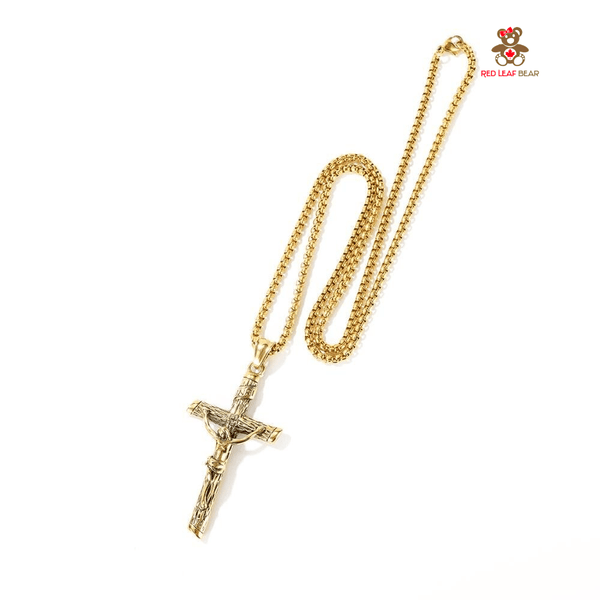 Red Leaf Bear - FREE Shipping - Something for Everyone Necklace Mens Stainless Steel Jesus Christ Crucified Cross Pendant Necklace with Chain.