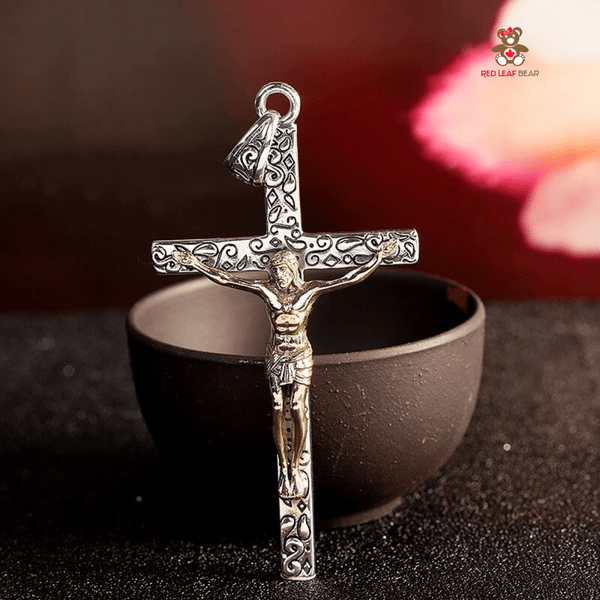 Red Leaf Bear - FREE Shipping - Something for Everyone Necklace Sterling Silver and 14k Gold Plated Cross Pendant.