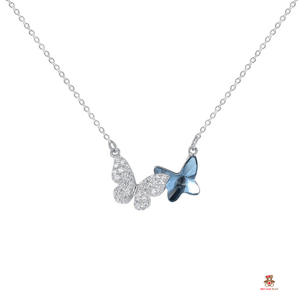 Red Leaf Bear - FREE Shipping - Something for Everyone Necklace Sterling Silver Butterfly Swarovski Crystal Necklace with fine High Quality 5A CZ.