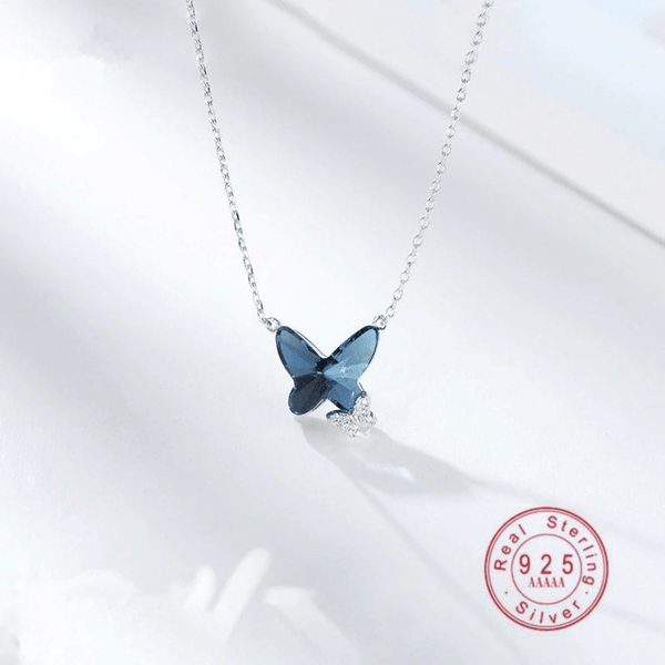 Red Leaf Bear - FREE Shipping - Something for Everyone Necklace Sterling Silver Butterfly Swarovski Crystal Necklace with fine High Quality 5A CZ.