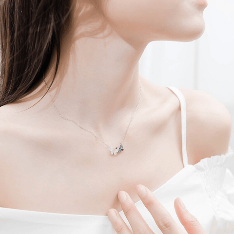 Red Leaf Bear - FREE Shipping - Something for Everyone Necklace Sterling Silver Butterfly Swarovski Crystal Necklace with fine High Quality 5A CZ.