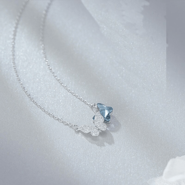 Red Leaf Bear - FREE Shipping - Something for Everyone Necklace Sterling Silver Butterfly Swarovski Crystal Necklace with fine High Quality 5A CZ.