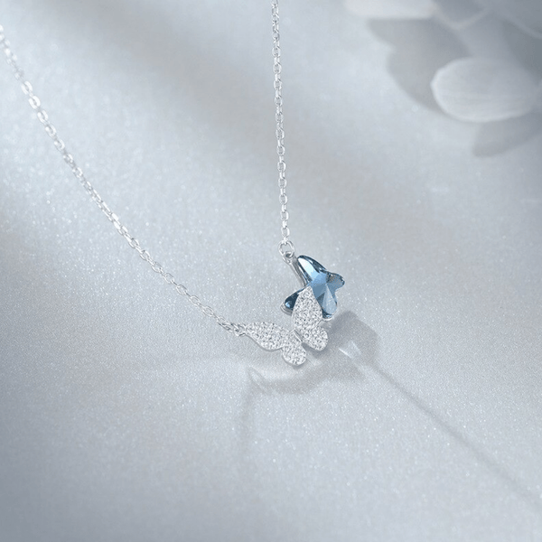 Red Leaf Bear - FREE Shipping - Something for Everyone Necklace Sterling Silver Butterfly Swarovski Crystal Necklace with fine High Quality 5A CZ.