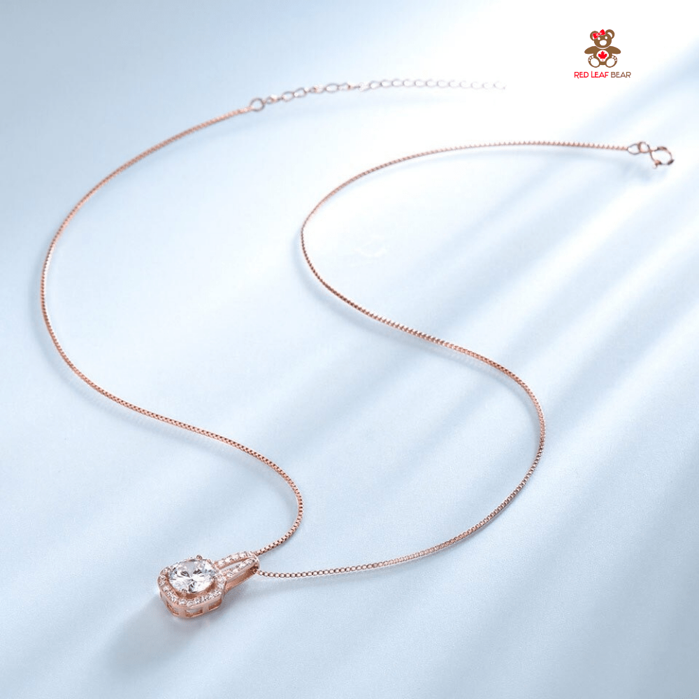 Red Leaf Bear - FREE Shipping - Something for Everyone Necklace Sterling Silver RoseGold Necklace with 45cm Box Chain.