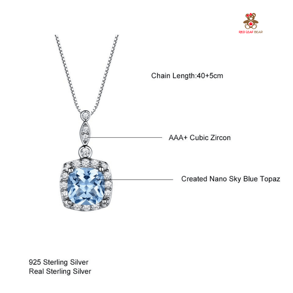 Red Leaf Bear - FREE Shipping - Something for Everyone Necklace Sterling Silver Topaz Gem Stone Necklace with 45cm box chain.