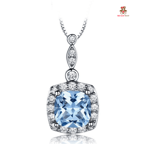 Red Leaf Bear - FREE Shipping - Something for Everyone Necklace Sterling Silver Topaz Gem Stone Necklace with 45cm box chain.