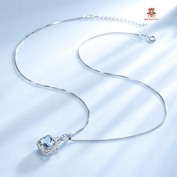 Red Leaf Bear - FREE Shipping - Something for Everyone Necklace Sterling Silver Topaz Gem Stone Necklace with 45cm box chain.