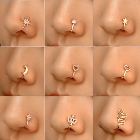 Red Leaf Bear - FREE Shipping - Something for Everyone nose pin Adjustable Fake Nose Ring (No Piercing Required), Clip On Nose Ring, Non Piercing Nose Ring, Faux Nose Ring, Body Jewelry