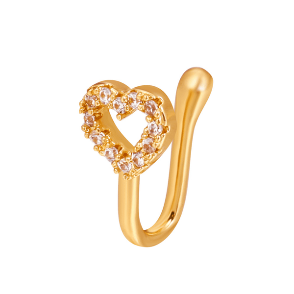 Red Leaf Bear - FREE Shipping - Something for Everyone nose pin Heart Full CZ Gold Adjustable Fake Nose Ring (No Piercing Required), Clip On Nose Ring, Non Piercing Nose Ring, Faux Nose Ring, Body Jewelry