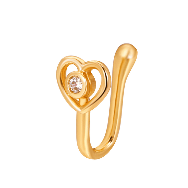 Red Leaf Bear - FREE Shipping - Something for Everyone nose pin Heart one CZ Gold Adjustable Fake Nose Ring (No Piercing Required), Clip On Nose Ring, Non Piercing Nose Ring, Faux Nose Ring, Body Jewelry