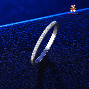 Red Leaf Bear - FREE Shipping - Something for Everyone Ring 2mm 925 Sterling Silver Wedding/Engagement Band Cubic Zirconia Half Eternity Stackable Ring.
