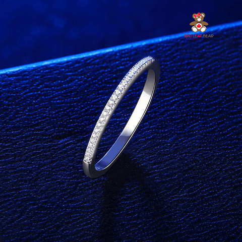 Red Leaf Bear - FREE Shipping - Something for Everyone Ring 2mm 925 Sterling Silver Wedding/Engagement Band Cubic Zirconia Half Eternity Stackable Ring.