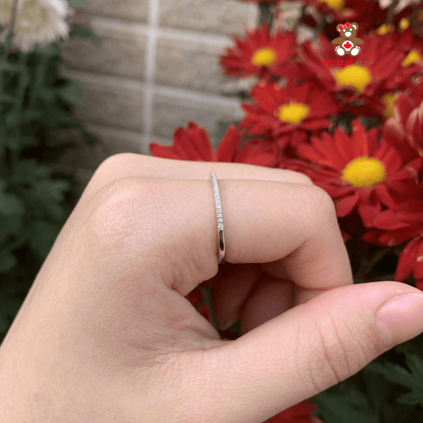 Red Leaf Bear - FREE Shipping - Something for Everyone Ring 2mm 925 Sterling Silver Wedding/Engagement Band Cubic Zirconia Half Eternity Stackable Ring.