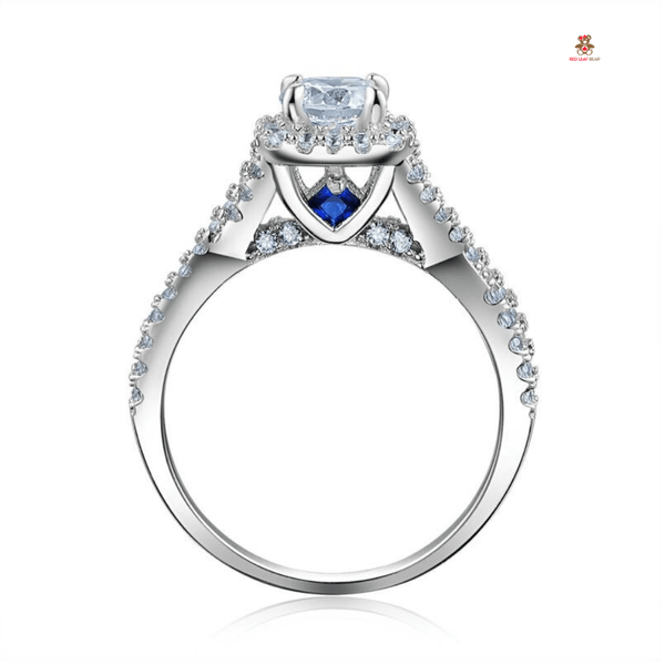 Red Leaf Bear - FREE Shipping - Something for Everyone Ring 3pcs Sterling Silver Engagement Wedding Ring Set Created Blue Sapphire in Centre.