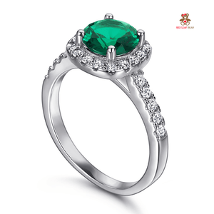 Red Leaf Bear - FREE Shipping - Something for Everyone Ring 5 / Emerald Sterling Silver AAAAA CZ Emerald/ Sapphire Stone Wedding/Engagement Ring.