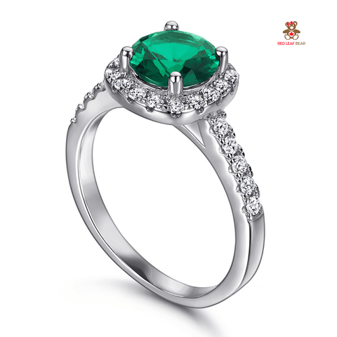 Red Leaf Bear - FREE Shipping - Something for Everyone Ring 5 / Emerald Sterling Silver AAAAA CZ Emerald/ Sapphire Stone Wedding/Engagement Ring.