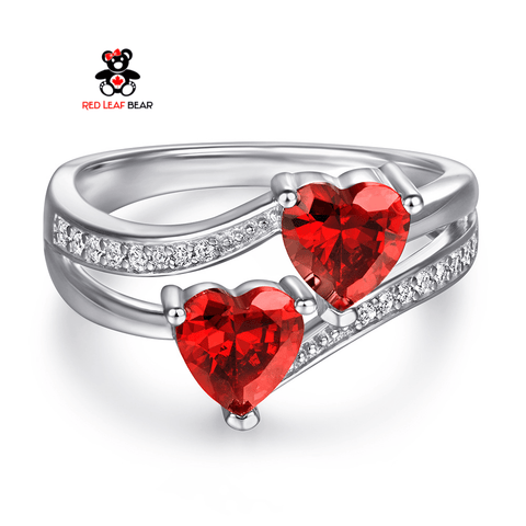 Red Leaf Bear - FREE Shipping - Something for Everyone Ring 925 Sterling Silver Heart Love Ring.