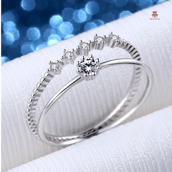 Red Leaf Bear - FREE Shipping - Something for Everyone Ring Sterling Silver 2pcs Ring Set.