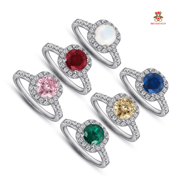 Red Leaf Bear - FREE Shipping - Something for Everyone Ring Sterling Silver AAAAA CZ Emerald/ Sapphire Stone Wedding/Engagement Ring.