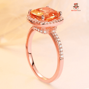 Red Leaf Bear - FREE Shipping - Something for Everyone Ring Sterling Silver CZ Champagne Stone Engagement Ring.